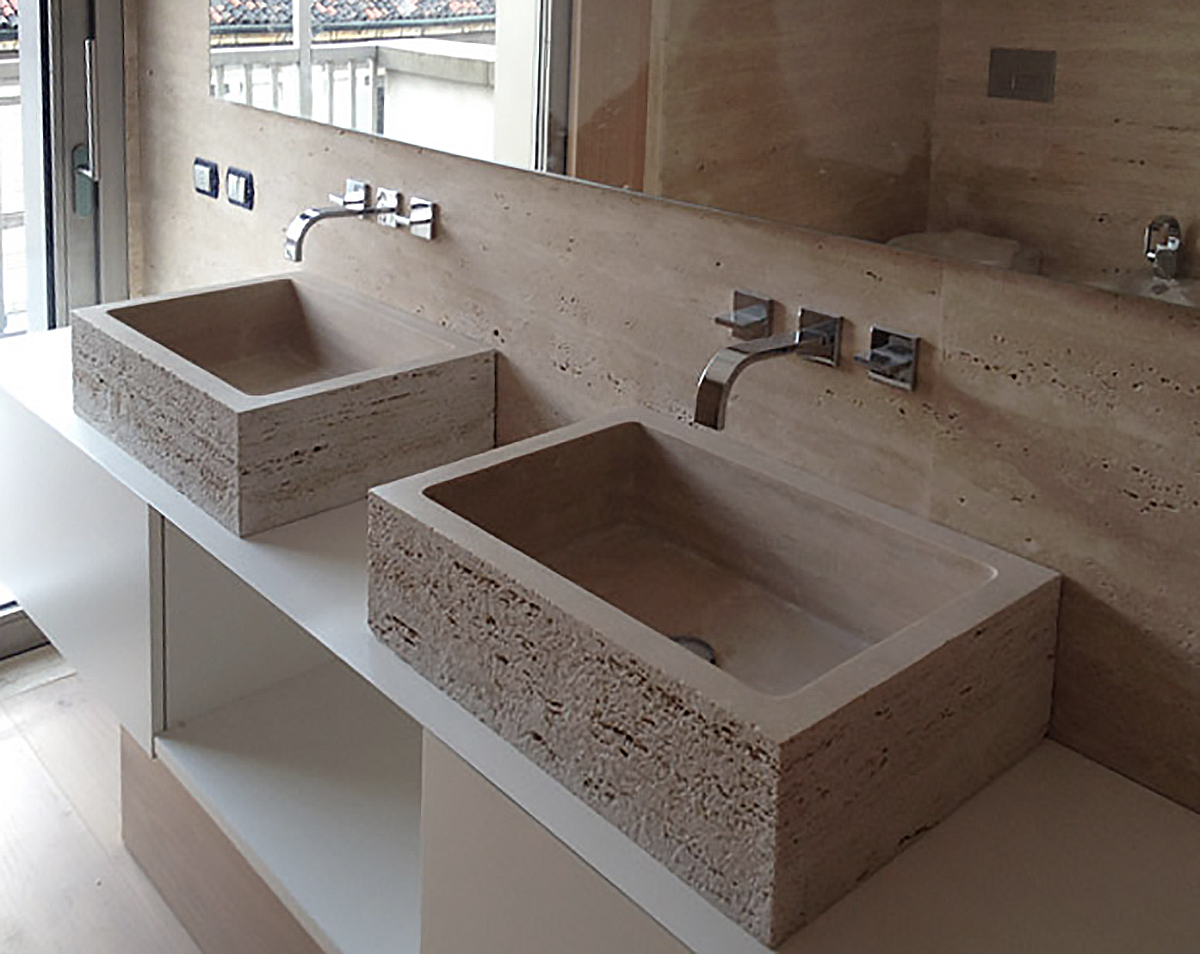 Marble Project Residenza Milano - Lavabi in Travertino